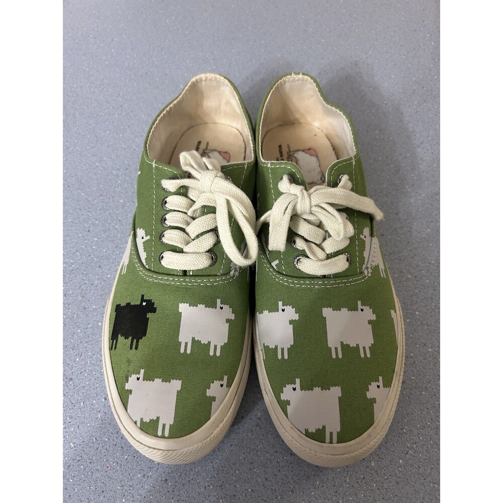 Sperry x Warm & Wonderful Men Size 6.5  Women 7.5 Green Black White Sheep Shoes